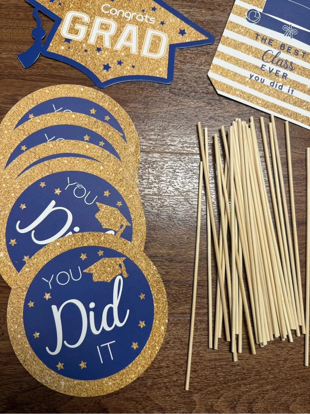 Blue & Gold Graduation Party Kit - Congrats Grad Decorations
